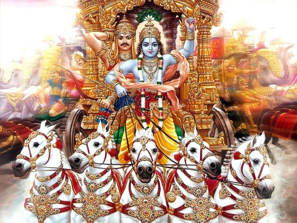 Krishna as karioteer fan Arjuna