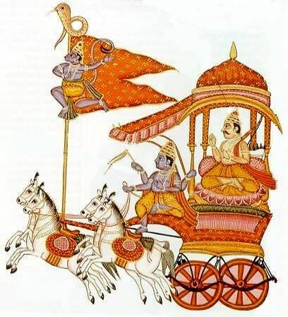 Hanuman sur le drapeau du char d'Arjuna