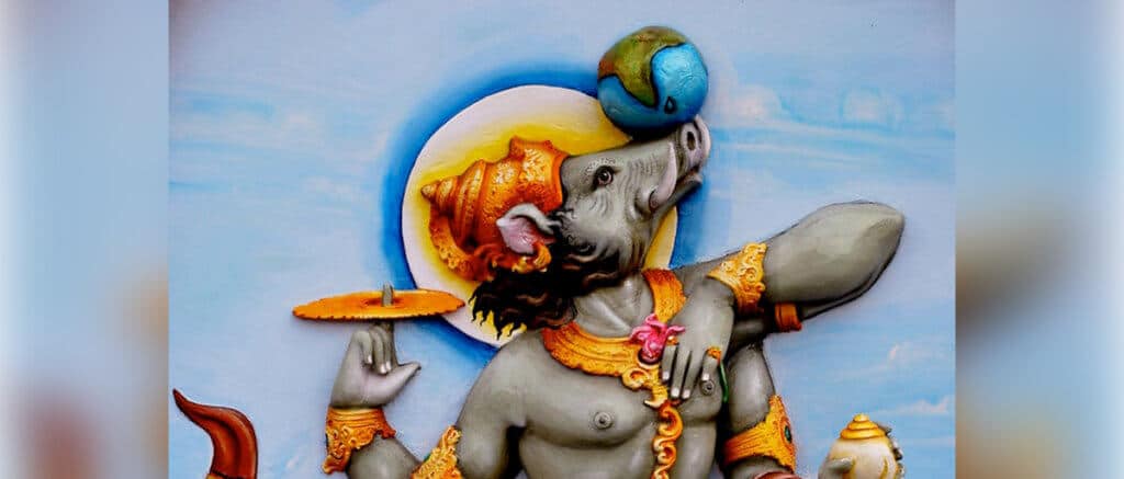Dashavatara de 10 ynkarnaasjes fan Vishnu Varaha Avatar - hindufaqs.com