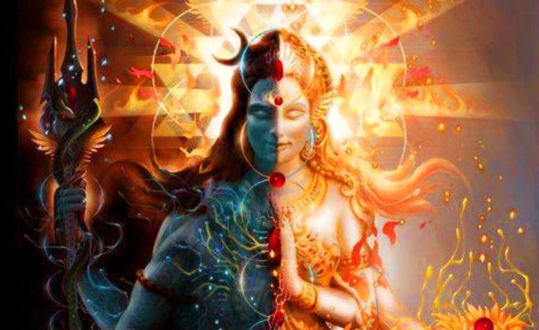 Shiva 和 Parvati 饰演 Ardhanarisvara